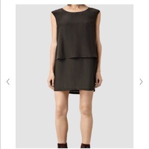 All saints Anya silk blend layer shift dress